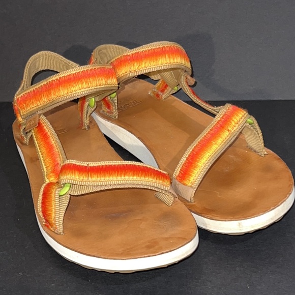 $20!!! Teva original universal orange/yellow thread w/green accents -size 9-EUC - Picture 1 of 15